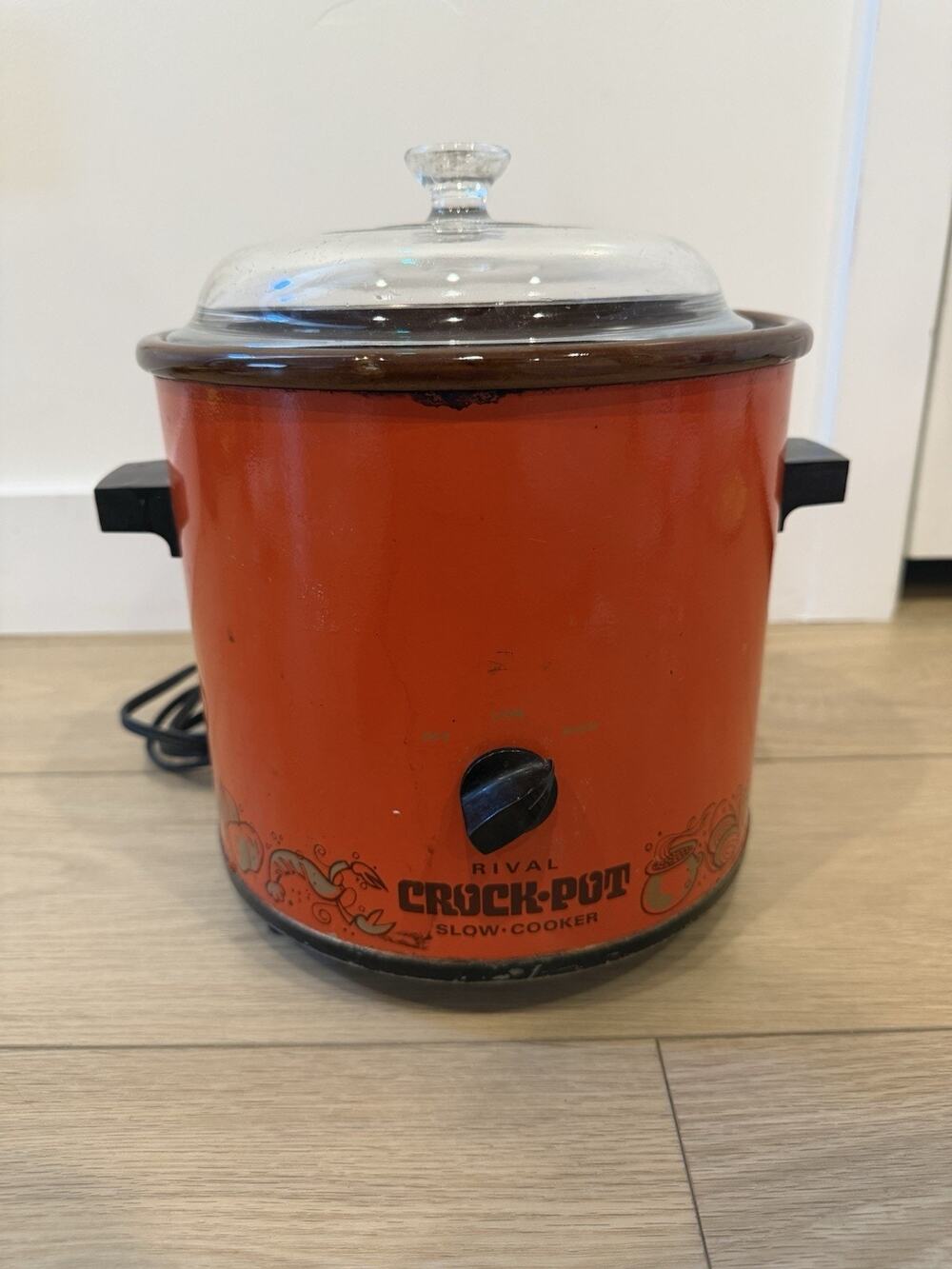 Vintage Rival Crock Pot 3.5 Quart Slow Cooker Flame Orange Model 3100/2 *TESTED*